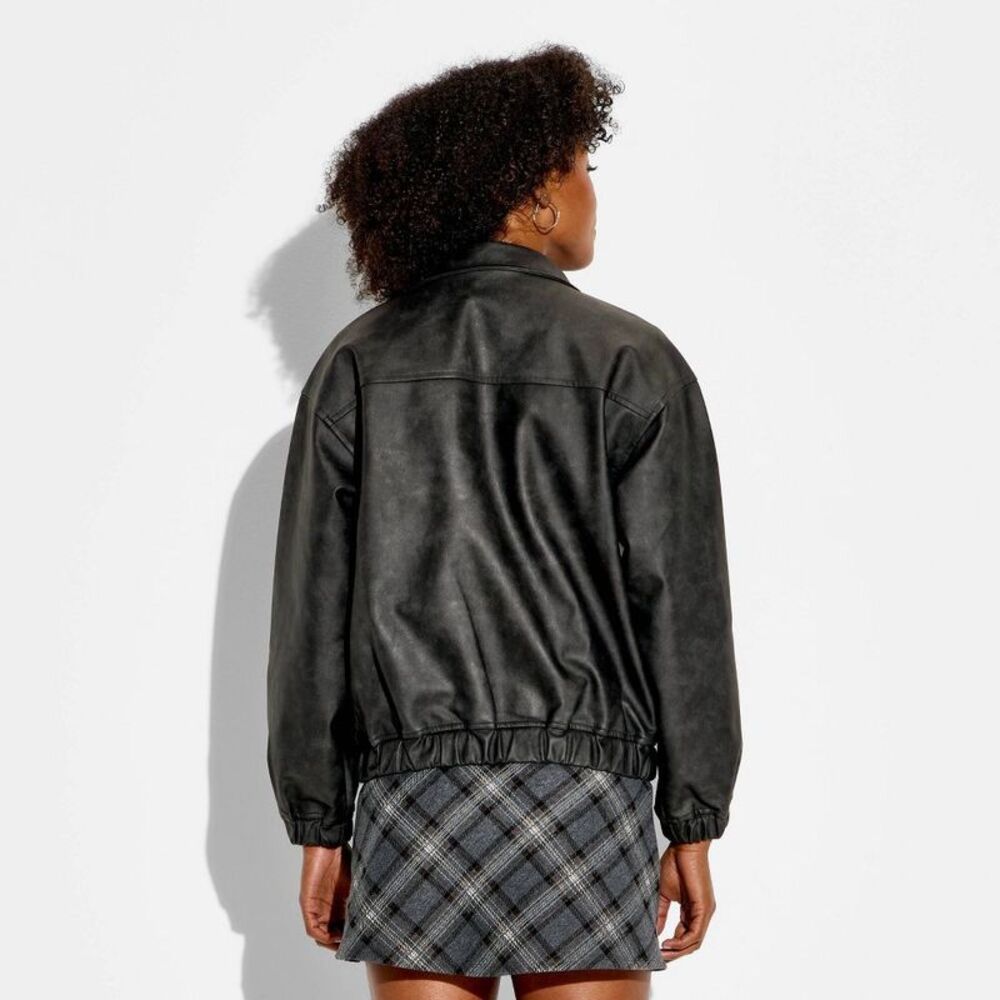 Open Box - Wild Fable - Women's Bomber Jacket - Wild Fable Black Wash M Black - Picture 3 of 3